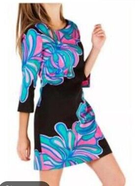 Lilly Pulitzer Shift Dress Sz 10 Black And Pink